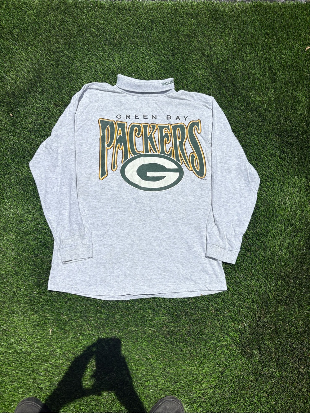 Vintage 90’s Green Bay Packers Men's Gray Turtleneck Sweater